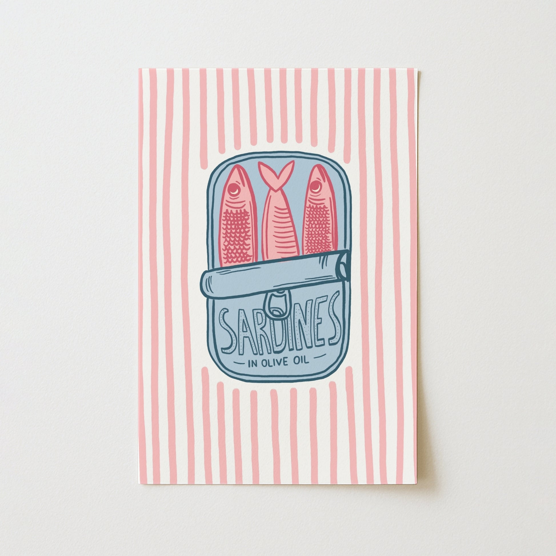 Pink Vintage Fish Poster, Kitchen Wall Decor