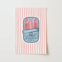 Pink Vintage Fish Poster, Kitchen Wall Decor