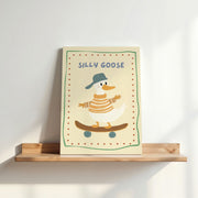Silly Goose on a Skateboard – Nursery & Kids Canvas Wall Art