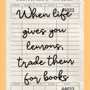 Trade Lemons for Books Yellow Library Card – Bookish Wall Art