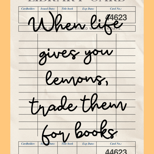 Lemons & Books Print – Vintage Library Card Wall