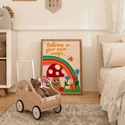 Believe in Your Own Magic Wall Art - Rainbow Kids Room Print