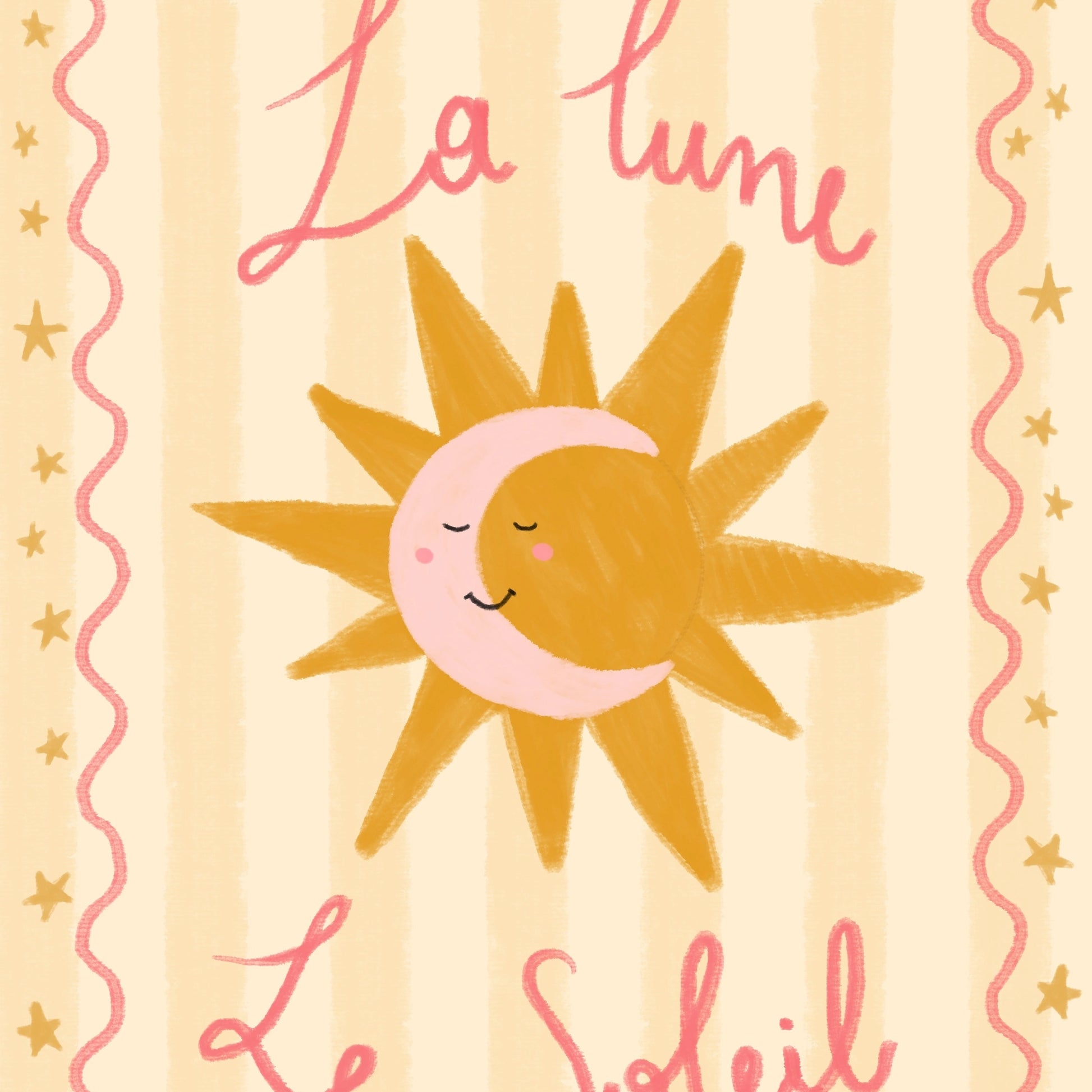 La Lune La Soleil Wall Art – Affiche française Soleil et Lune