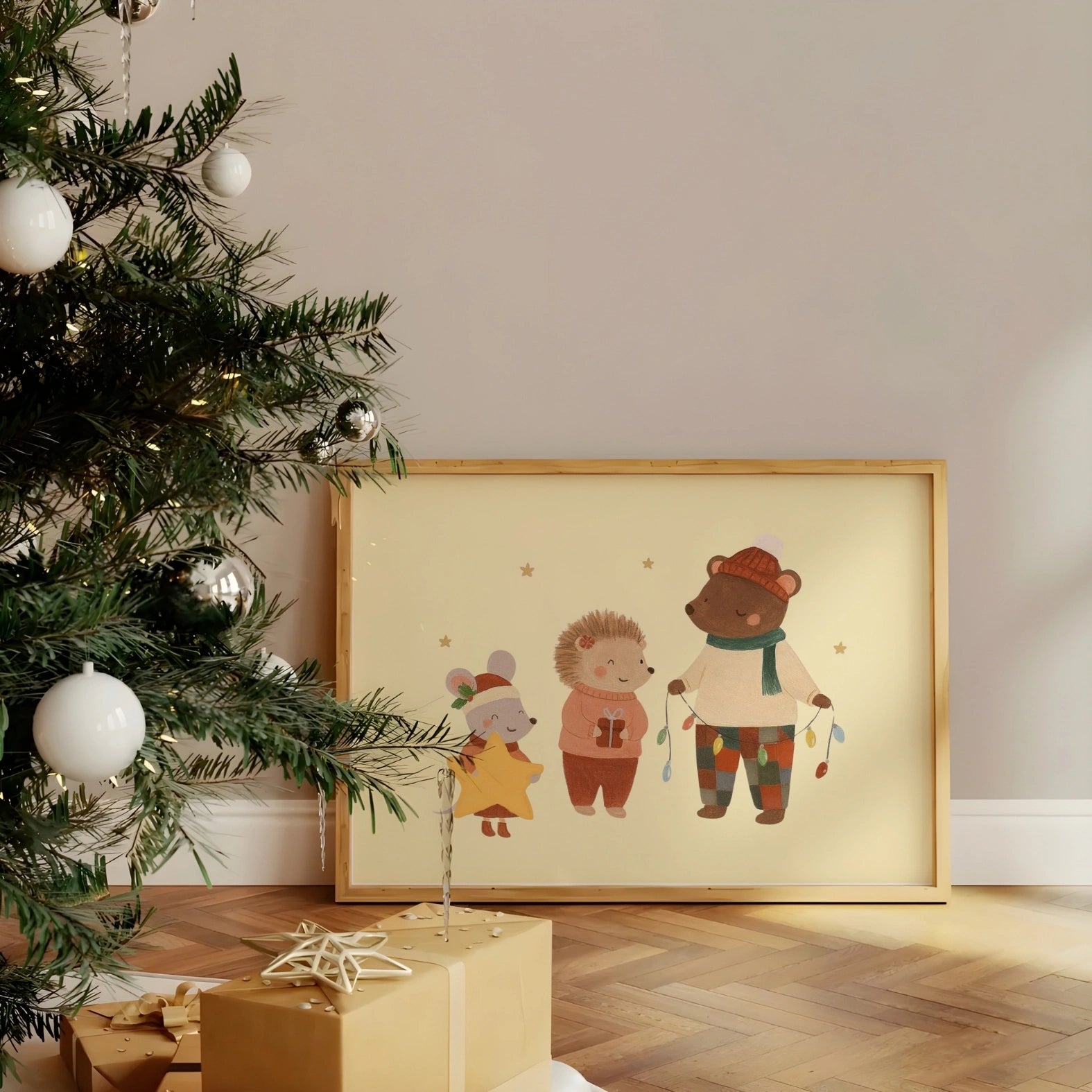 Woodland Friends Christmas Print