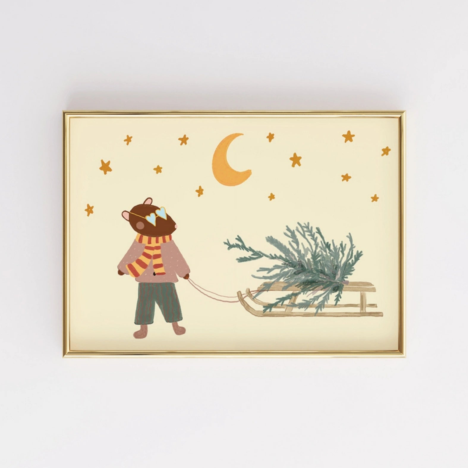 Bear with Christmas Tree Print