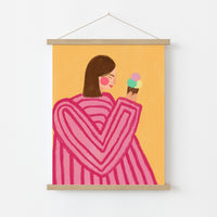 Ice Cream Girl Wall Art – Pink Heart Sweater Print