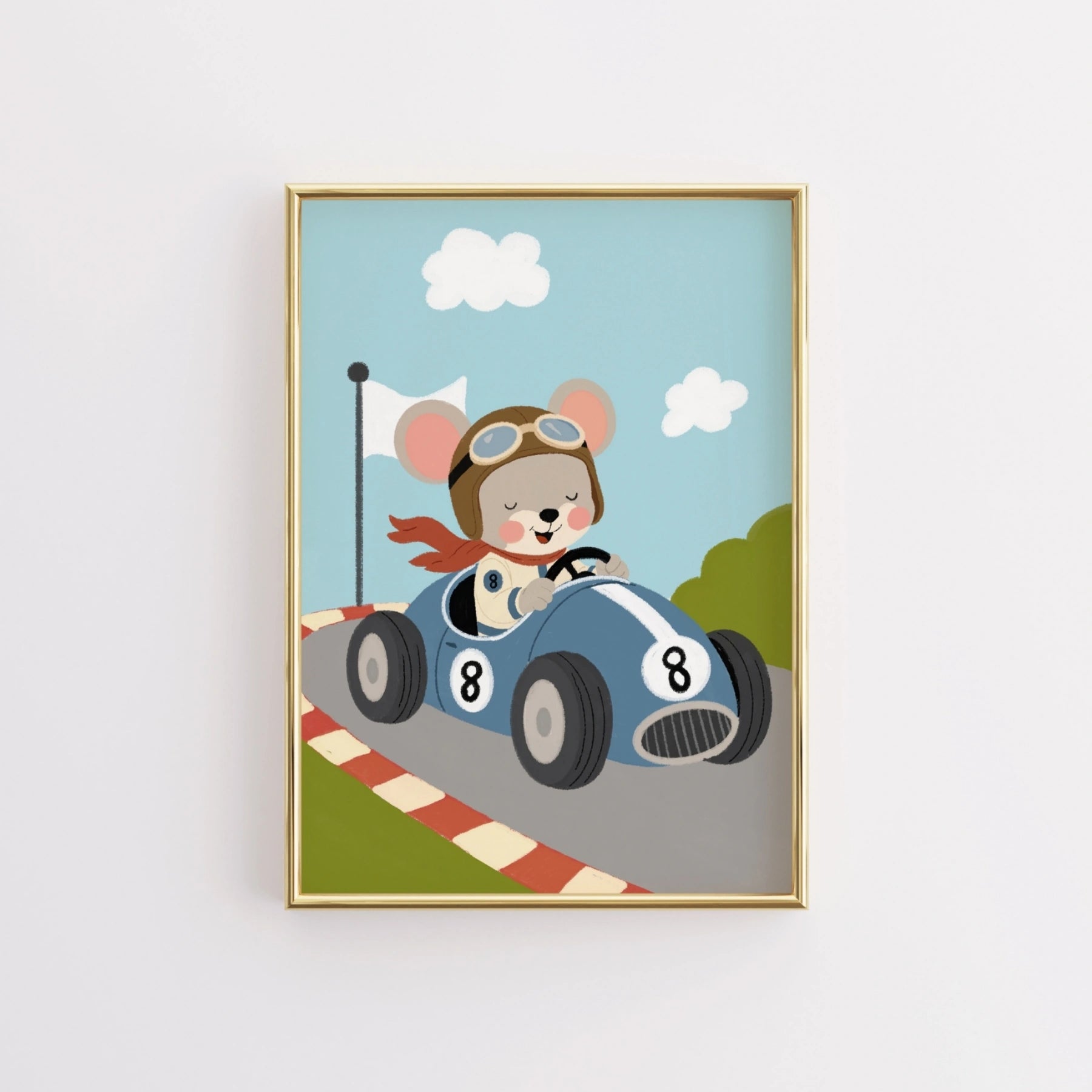 Race Car Mouse Nursery Print