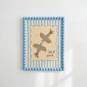 Child of Heaven Blue Stripes and Doves - Nursery & Kids Wall Art