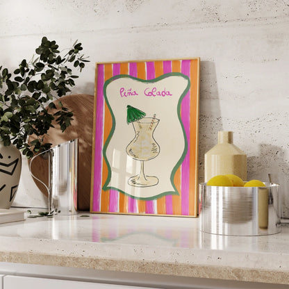 Piña Colada Wall Art – Tropical Kitchen Print