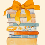 Book Stack with Orange Bow – Bookish Wall Art