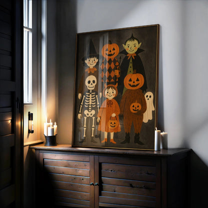 Vintage Halloween Kids Print – Cute Costume Wall Art