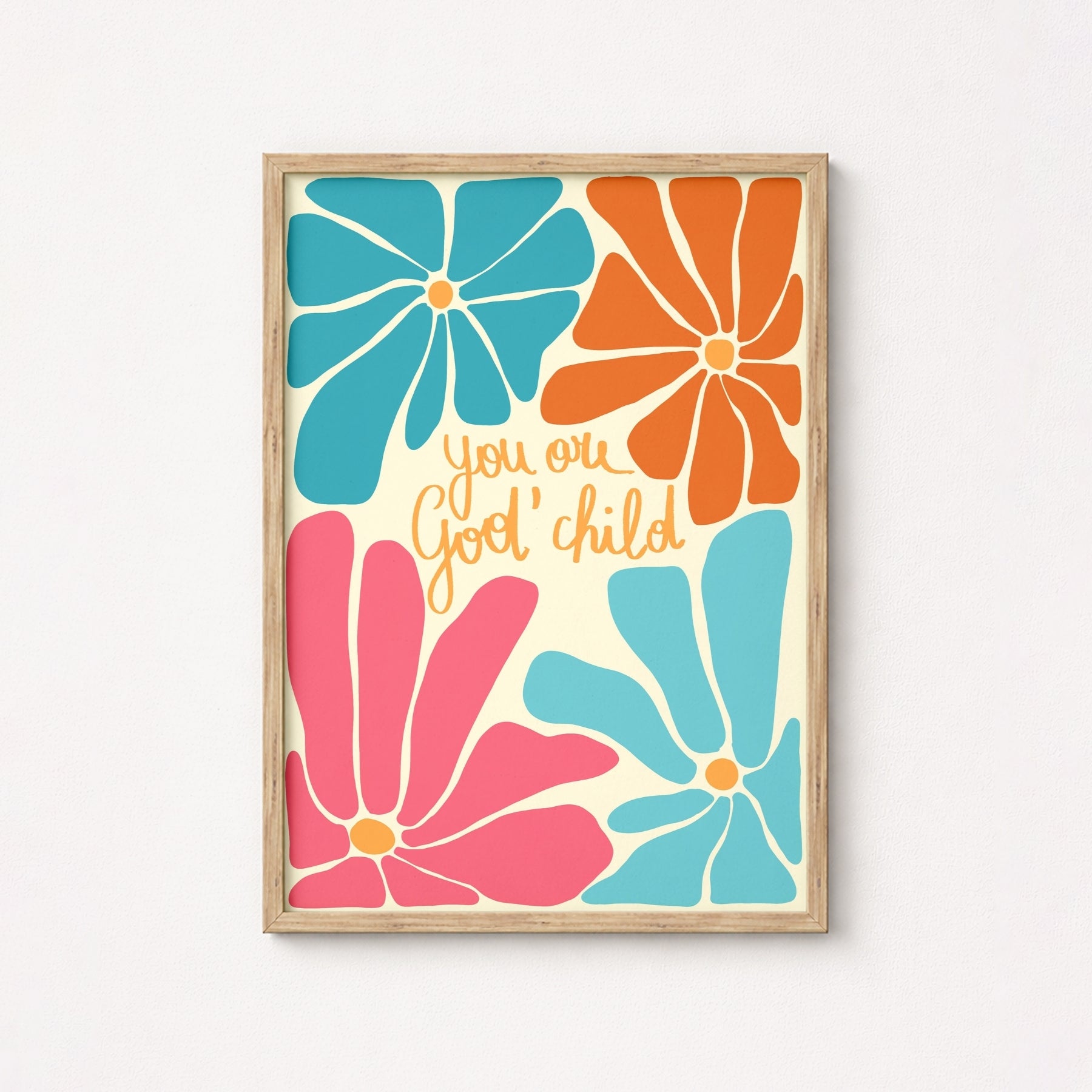 You Are God's Child with Flowers – Art mural chrétien