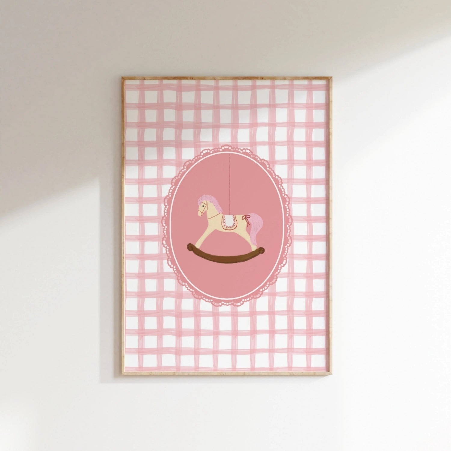 Pink Gingham Nursery Decor, Girls Room Decor