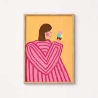 Ice Cream Girl Wall Art – Pink Heart Sweater Print