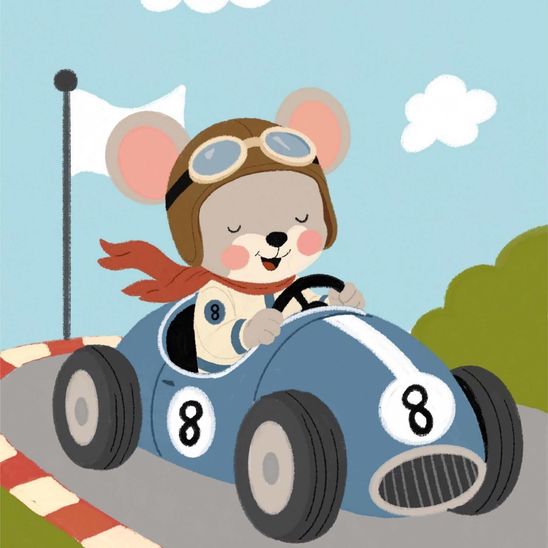 Race Car Mouse Nursery Print