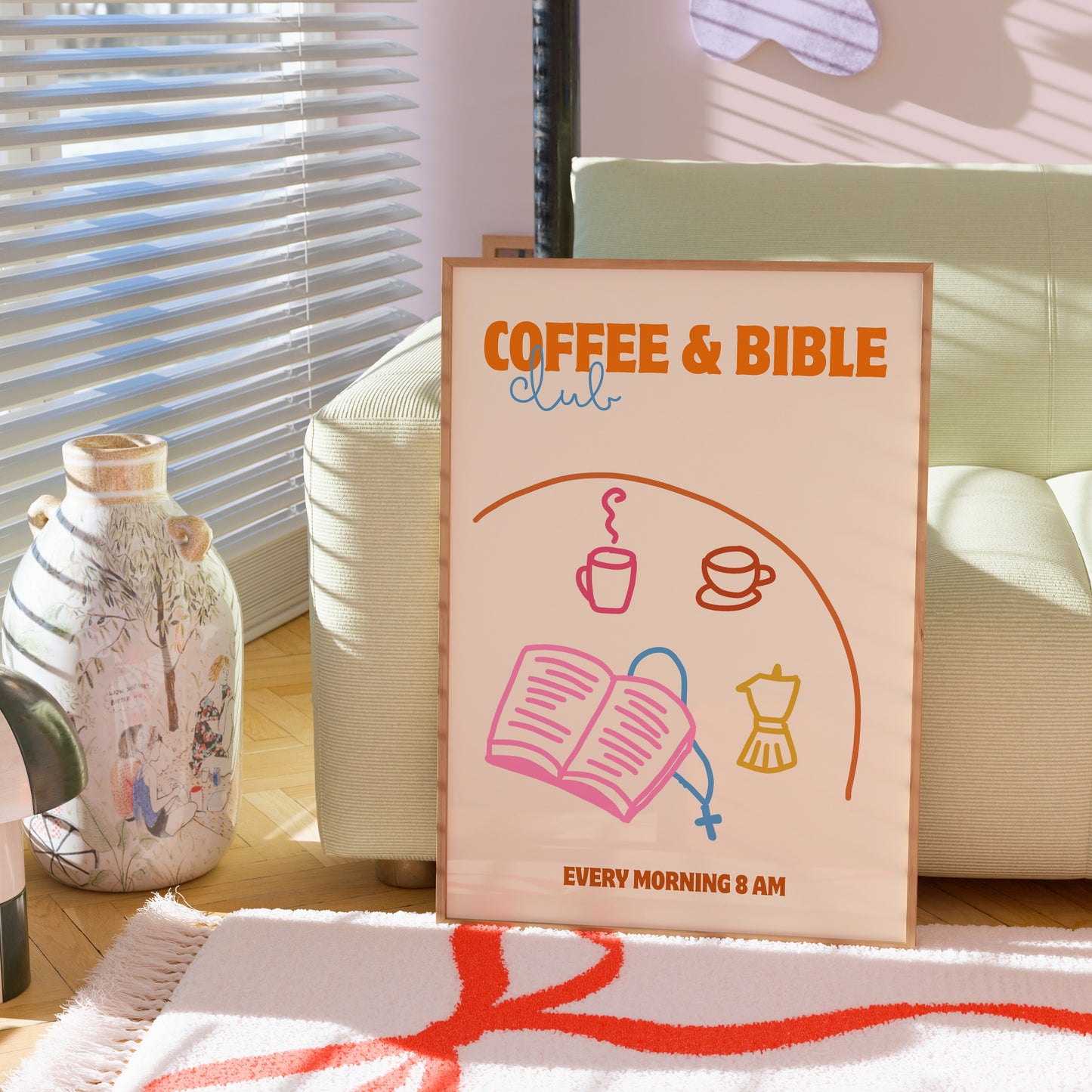 Coffee and Bible Club Wall Art – Christian Morning Routine Print