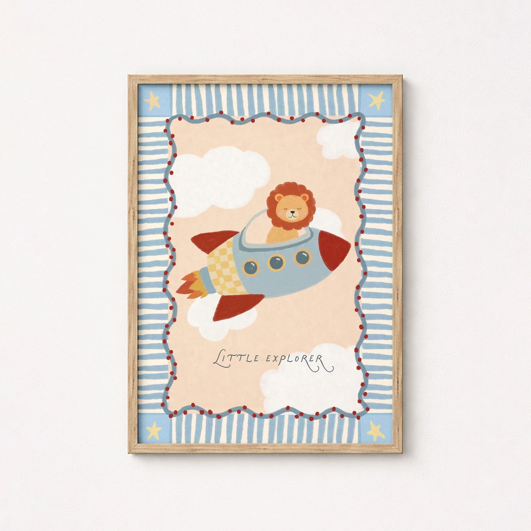 Arte murale con leone su razzo