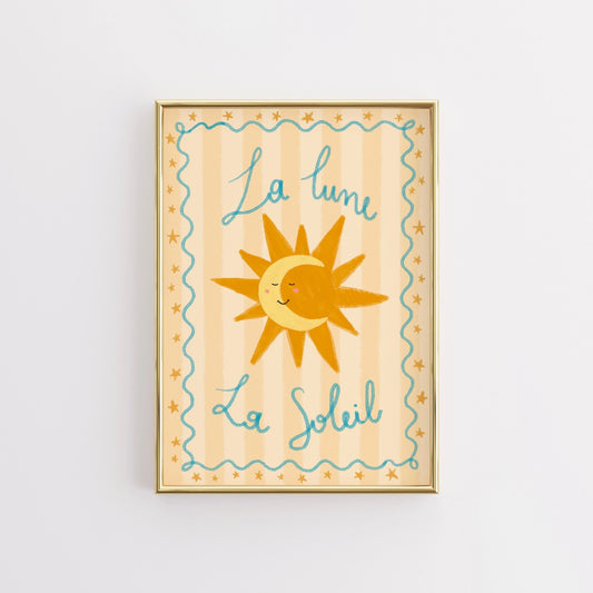 La Lune La Soleil Wall Art - French Educational Print