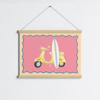 Surf Vespa Wall Art, Coastal Wall Decor