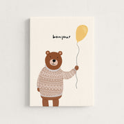 Bonjour Bear – Nursery & Kids Canvas Wall Art