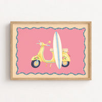 Surf Vespa Wall Art, Coastal Wall Decor