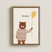 Bonjour Bear – Nursery & Kids Canvas Wall Art