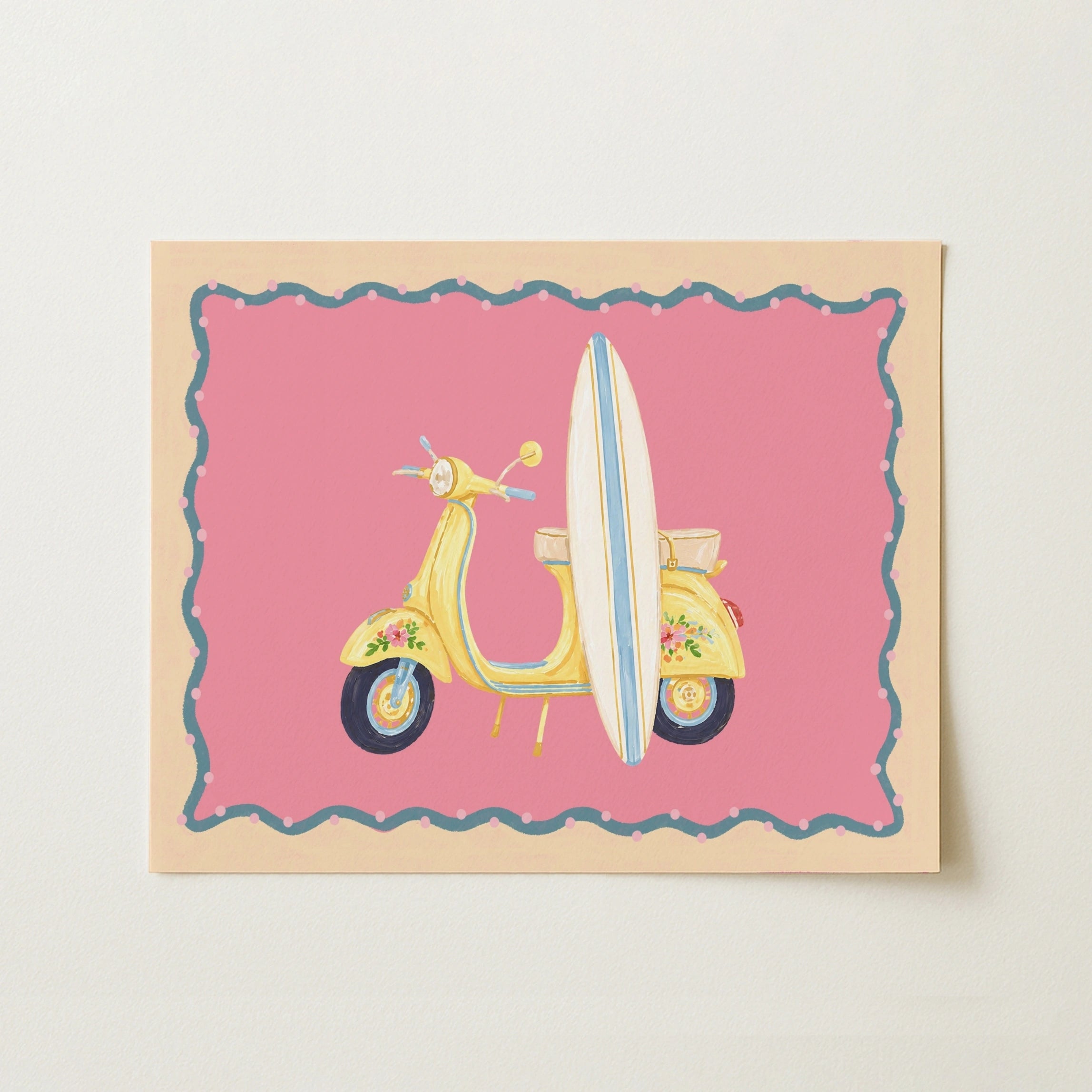 Surf Vespa Wall Art, Coastal Wall Decor