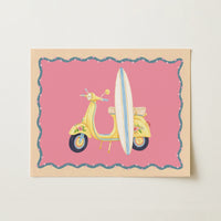 Surf Vespa Wall Art, Coastal Wall Decor