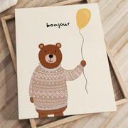 Bonjour Bear – Nursery & Kids Canvas Wall Art