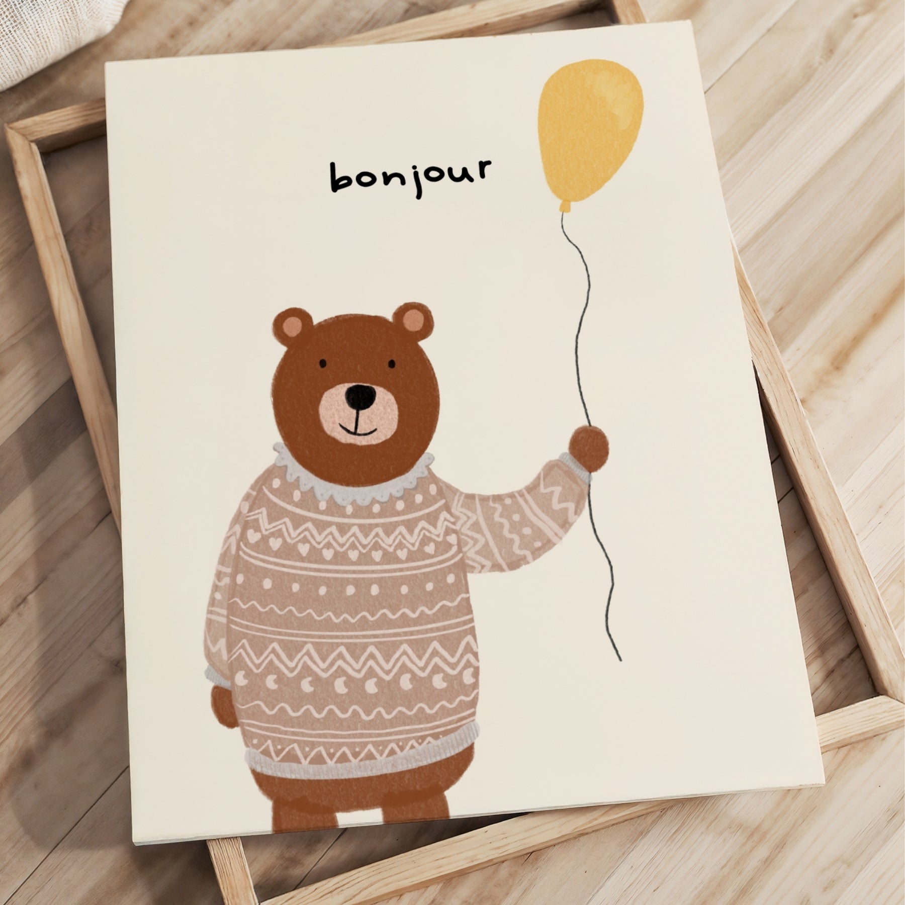 Bonjour Bear Nursery Canvas Print