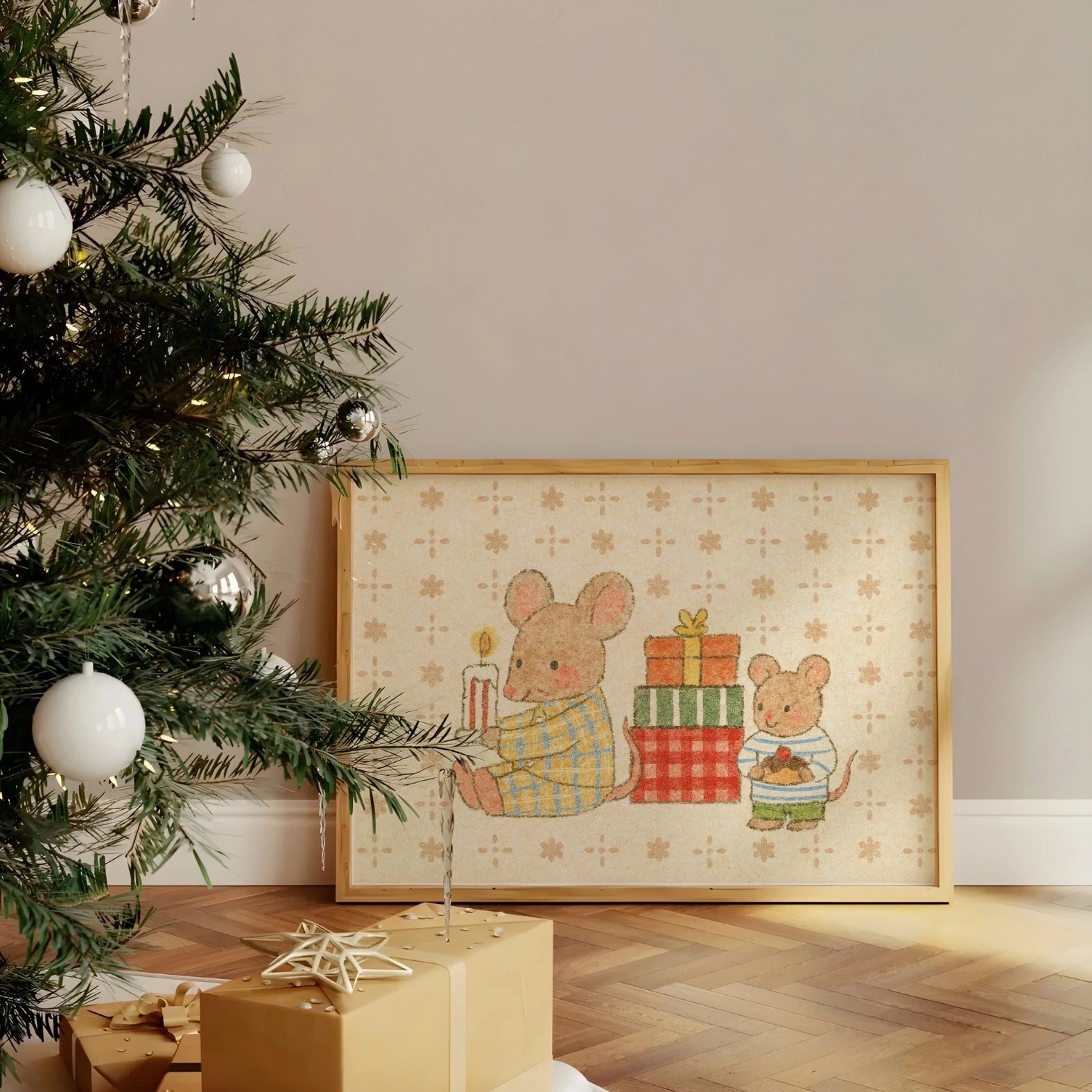 Christmas Mouse Nursery Print