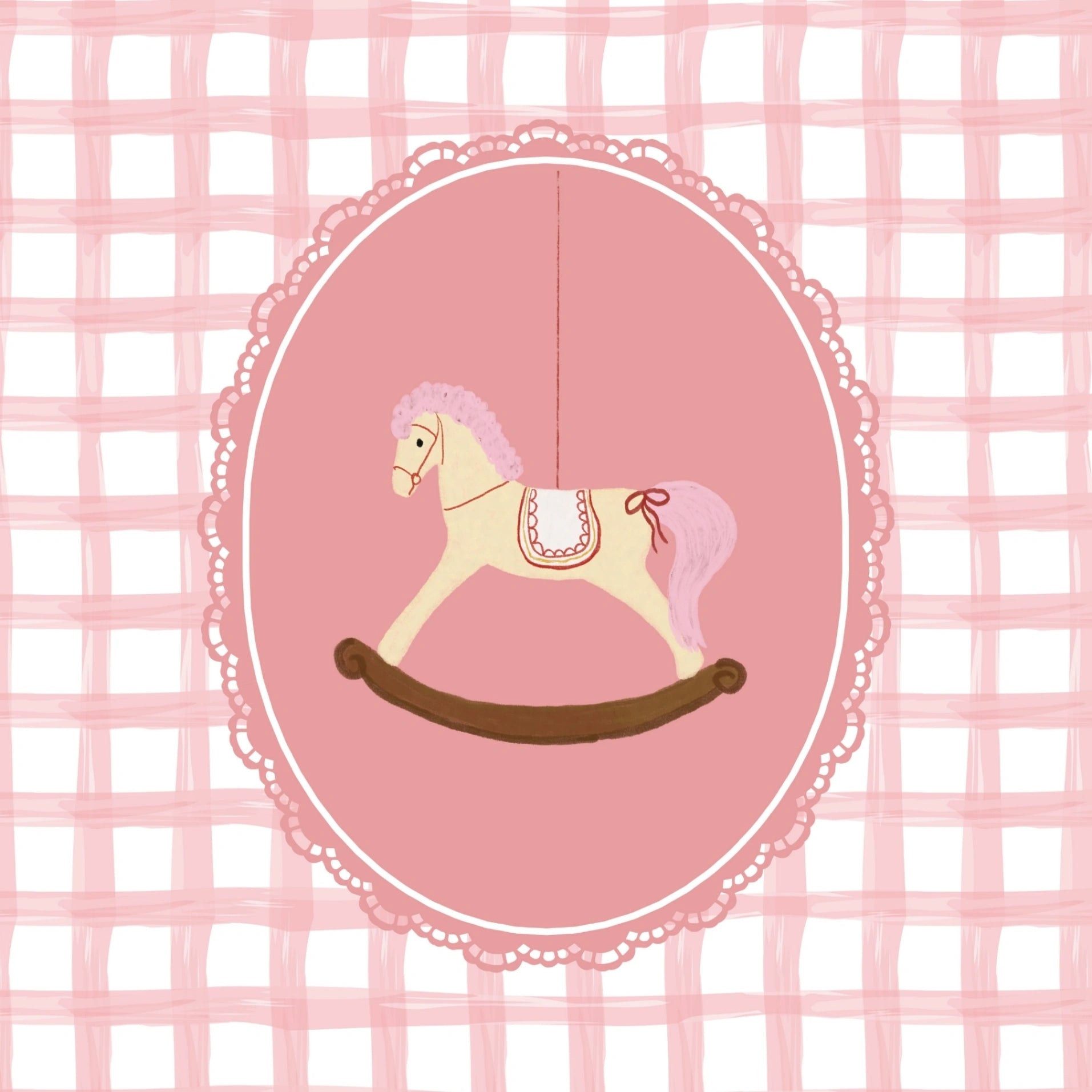 Décoration de chambre d'enfant à carreaux roses