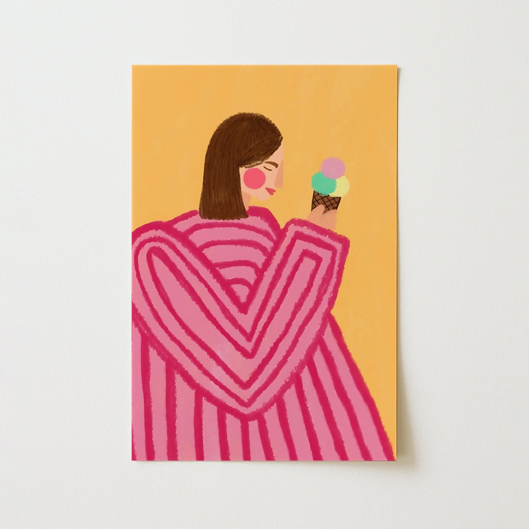 Ice Cream Girl Wall Art – Pink Heart Sweater Print