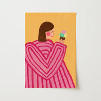 Ice Cream Girl Wall Art – Pink Heart Sweater Print