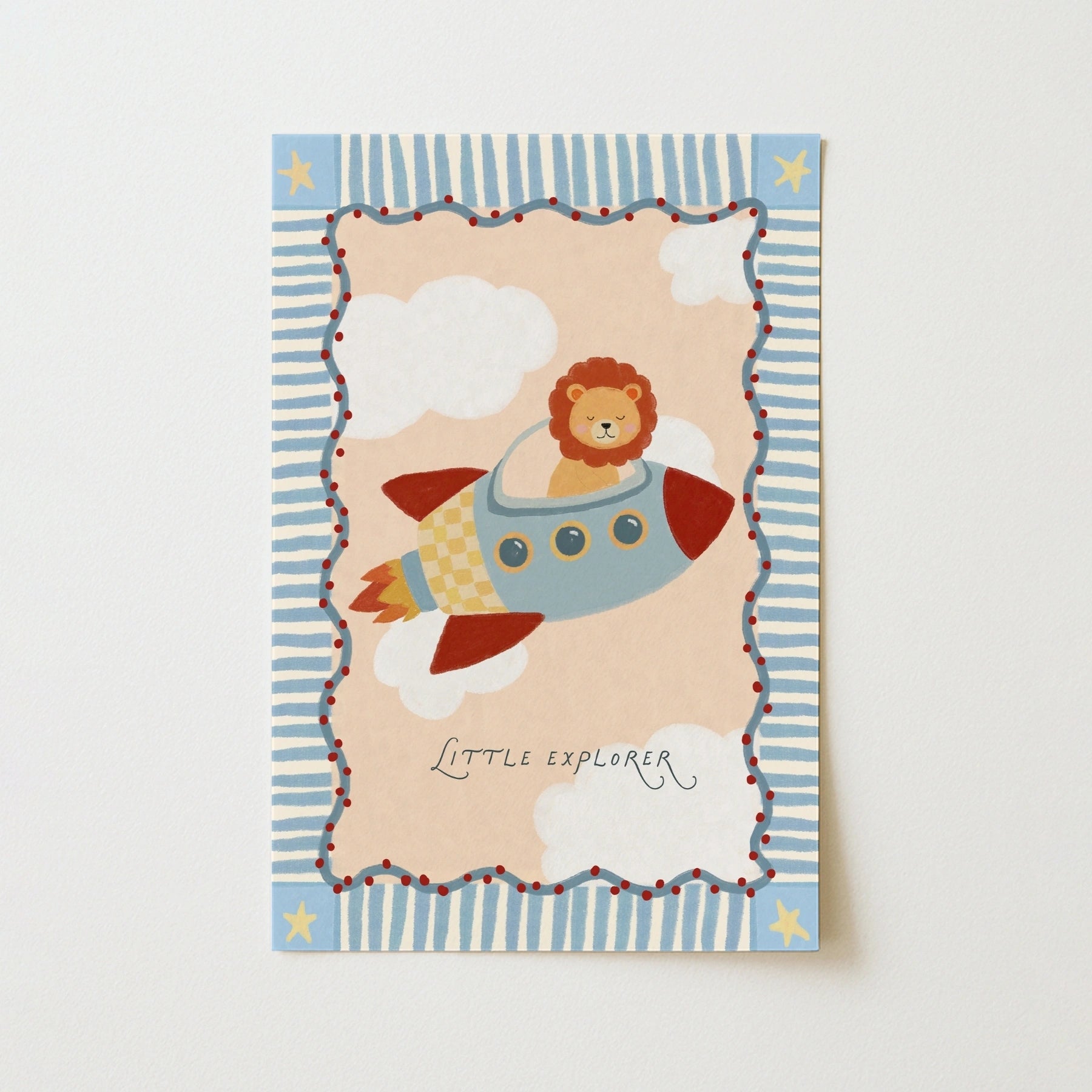 Arte murale con leone su razzo