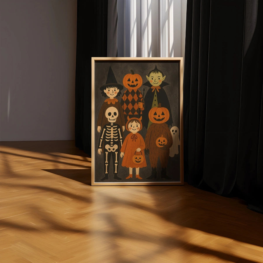 Vintage Halloween Kids Print – Cute Costume Wall Art
