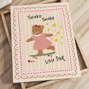 Twinkle Little Star Girl Bear – Nursery & Kids Canvas Wall Art