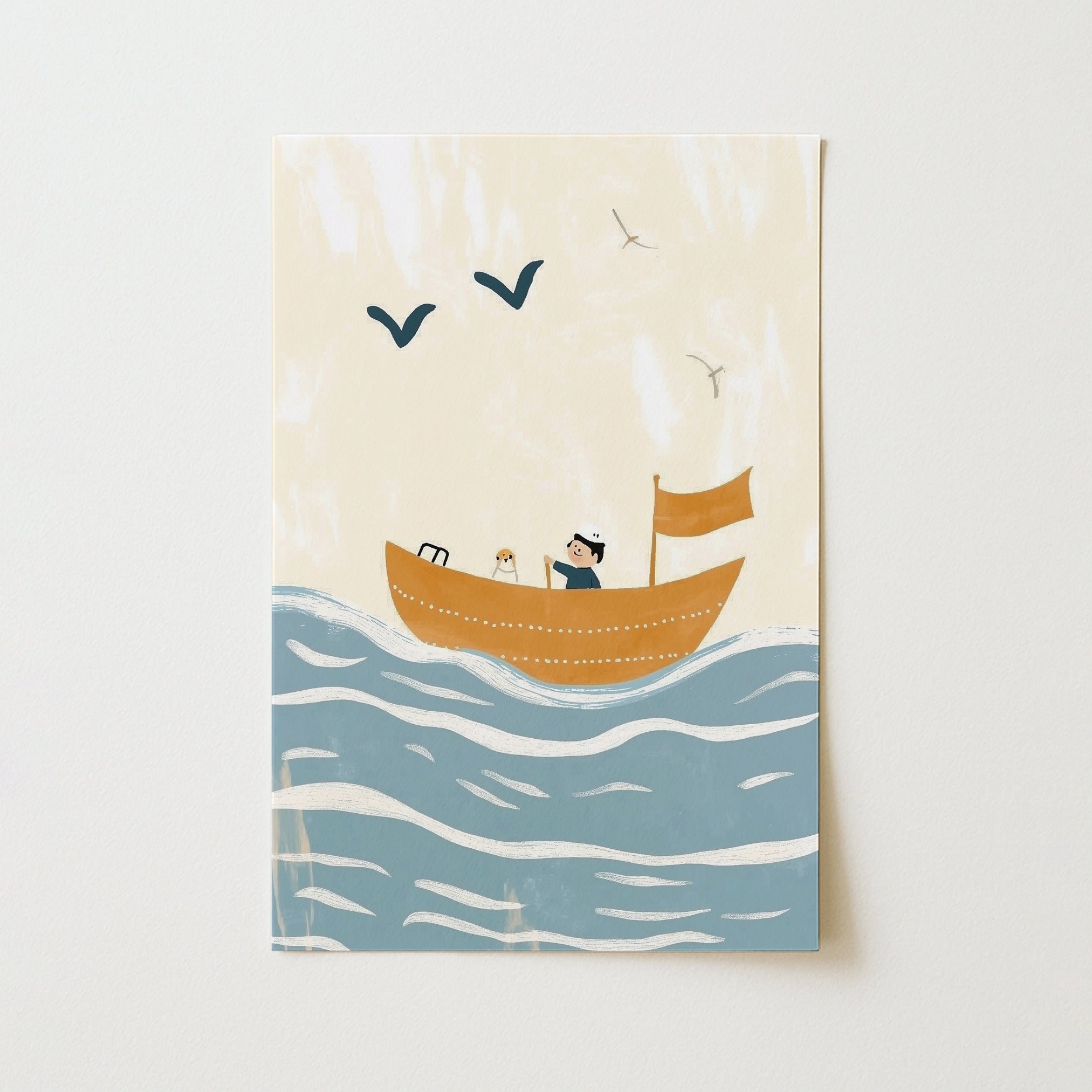 Décoration murale « Aventure en voile » – Impression nautique pour chambre d'enfant