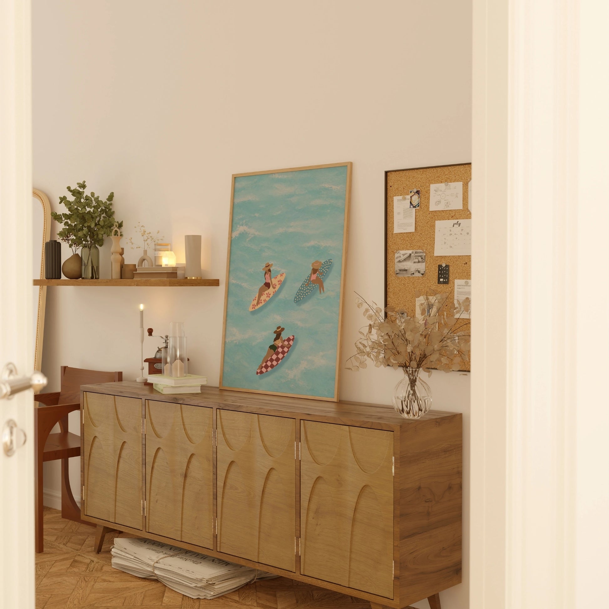 Surf Up Wall Art - Poster colorato con tavola da surf