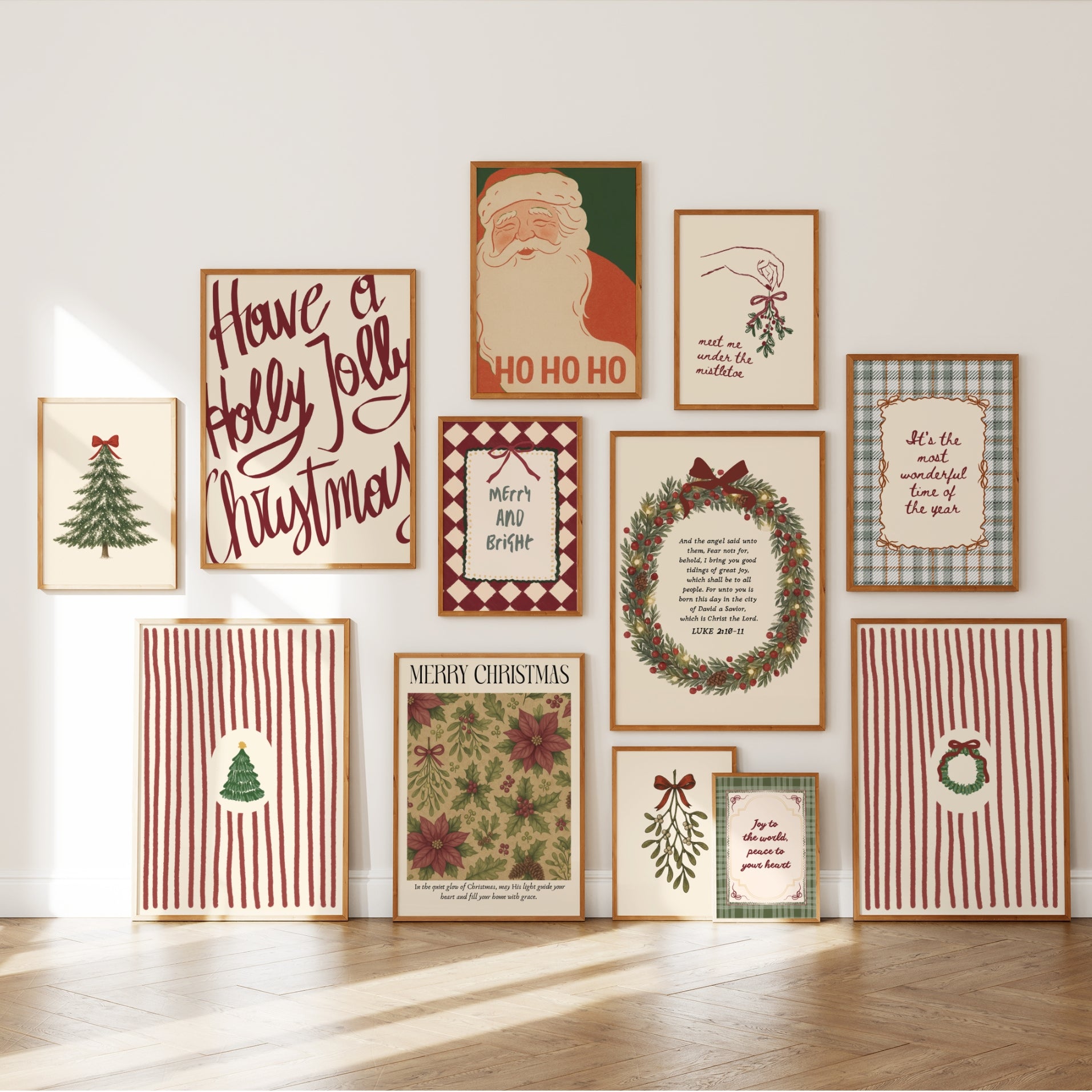 Set di 16 stampe vintage disegnate a mano per le vacanze