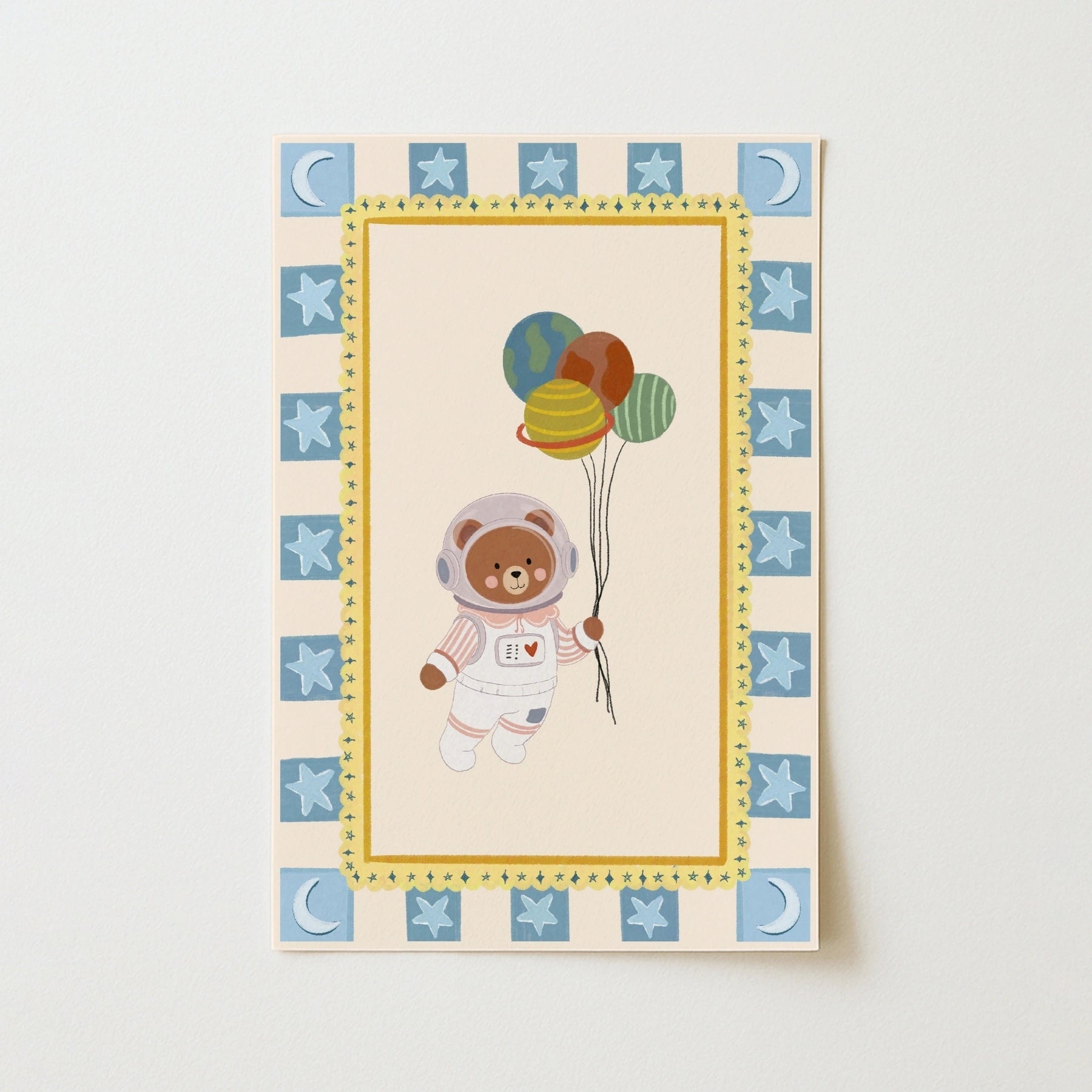 Astronaut Bear Space Nursery Wall Art