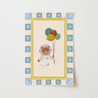 Astronaut Bear Space Nursery Wall Art