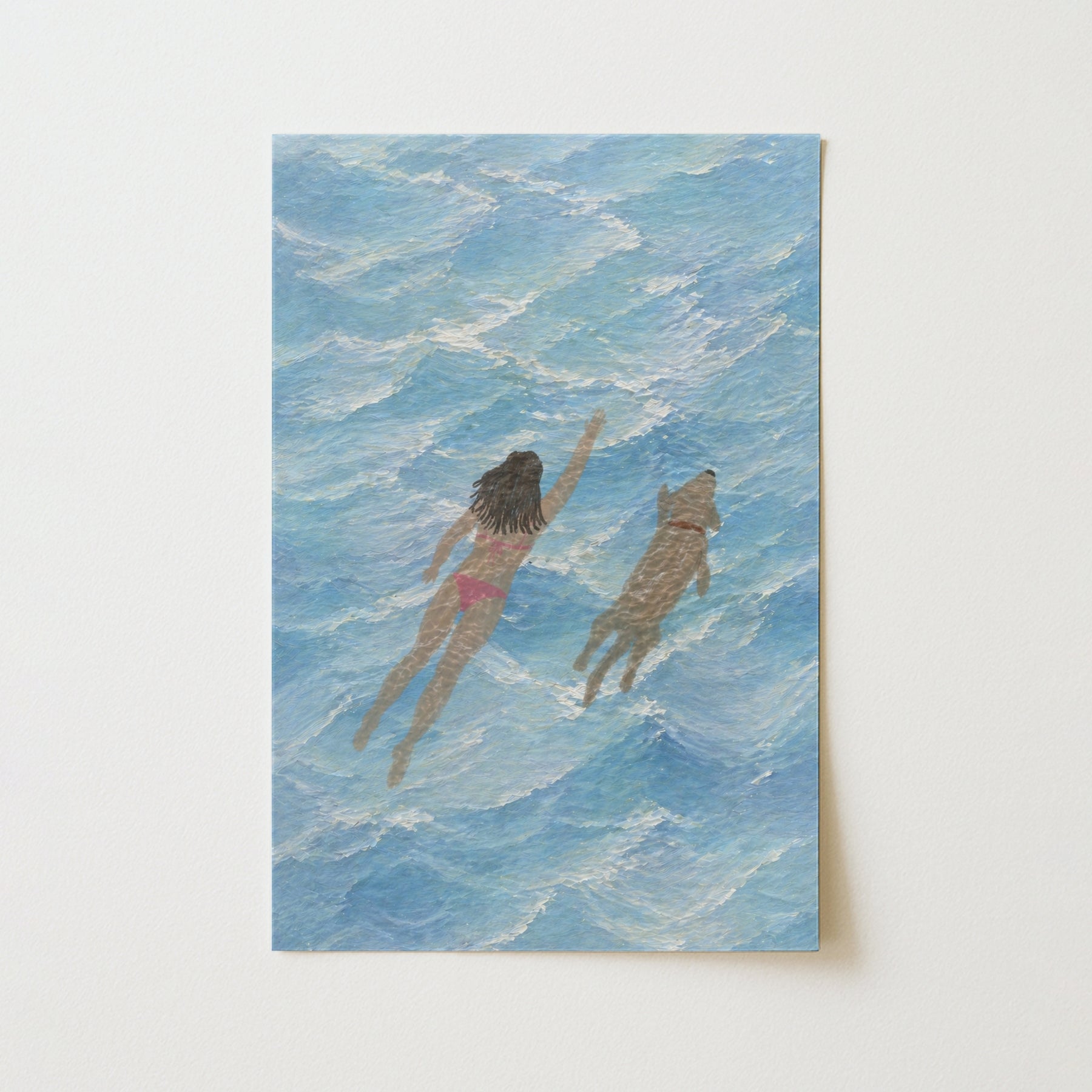 Swimming Girl With Dog Wall Art