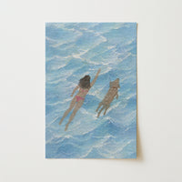 Swimming Girl With Dog Wall Art