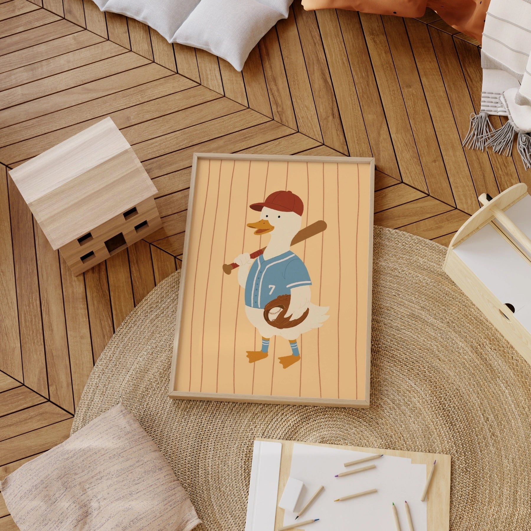 Baseball Duck Nursery Wall Art