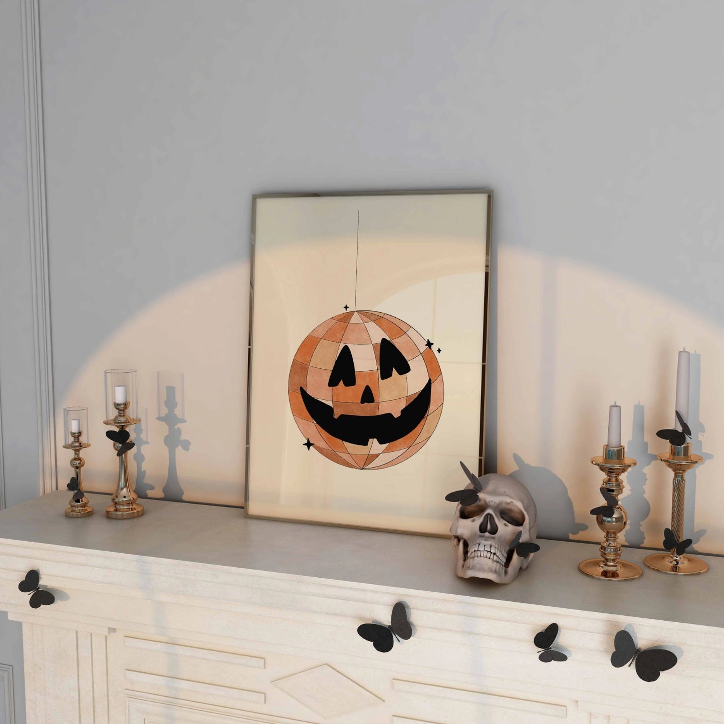 Jack-O'-Lantern Disco Ball Print – Halloween Wall Art