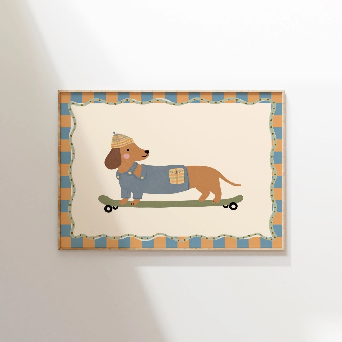 Skateboard Dog Nursery Print, Whimsical Kids Decor