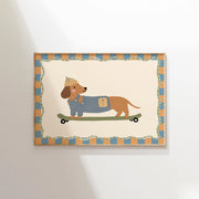 Dachshund on a Skateboard – Nursery & Kids Wall Art