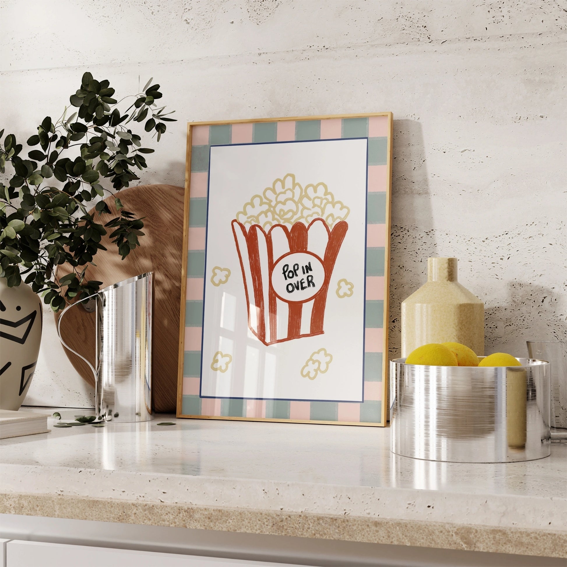 Decorazione murale per la tavola da pranzo italiana – Stampa di pasta, vino e cucina