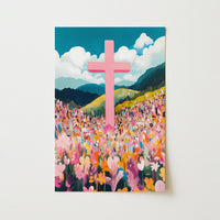 Pink Cross – Christian Landscape Wall Art